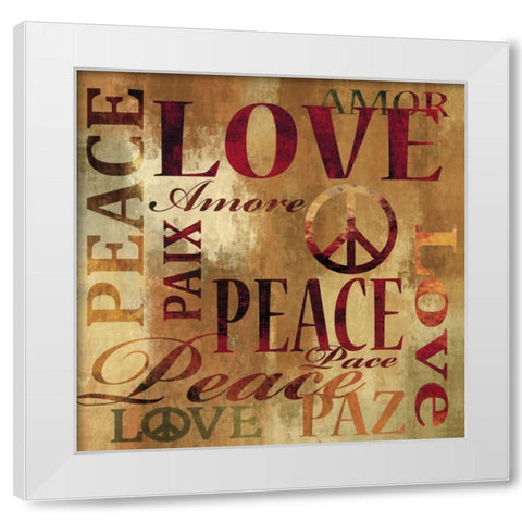 Peace and Love White Modern Wood Framed Art Print by Wilson, Luke
