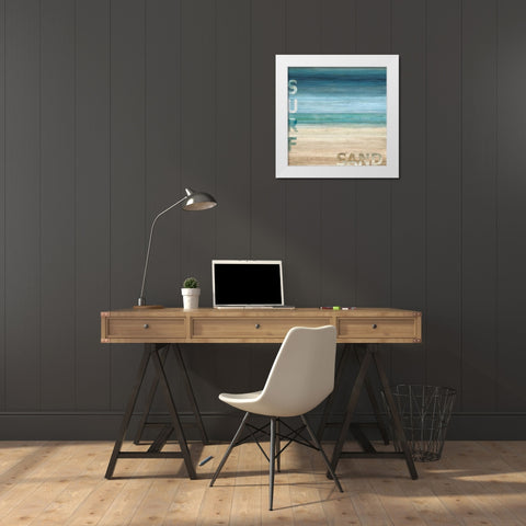 Surf and Sand White Modern Wood Framed Art Print by Wilson, Luke