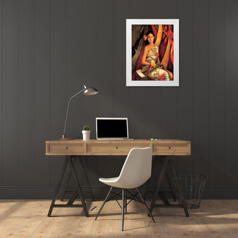Island Woman II White Modern Wood Framed Art Print by Arellano, Migdalia