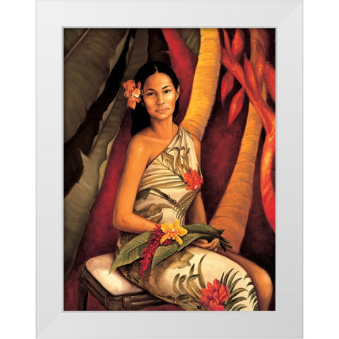 Island Woman II White Modern Wood Framed Art Print by Arellano, Migdalia