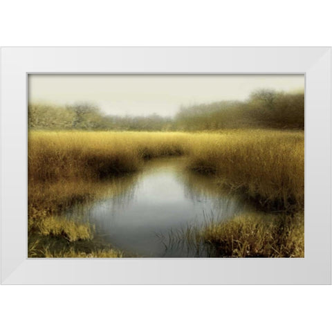 Tranquil Pond White Modern Wood Framed Art Print by Clark, Madeline