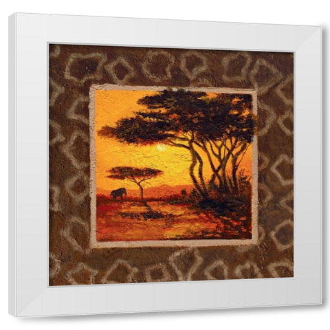 Savannah Sunset III White Modern Wood Framed Art Print by Madou
