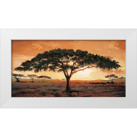 Memories of Masai Mara White Modern Wood Framed Art Print by Madou