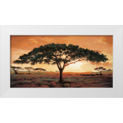 Memories of Masai Mara White Modern Wood Framed Art Print by Madou