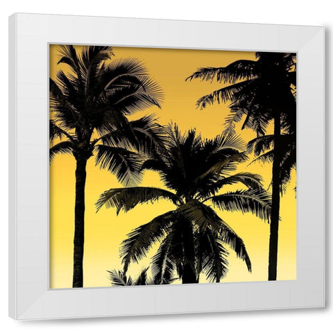 Palms Black on Yellow II White Modern Wood Framed Art Print by Jensen, Mia