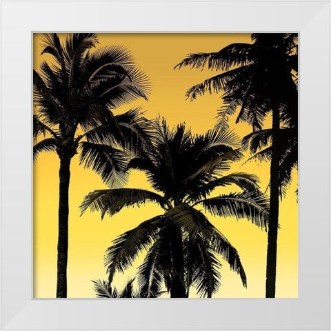 Palms Black on Yellow II White Modern Wood Framed Art Print by Jensen, Mia