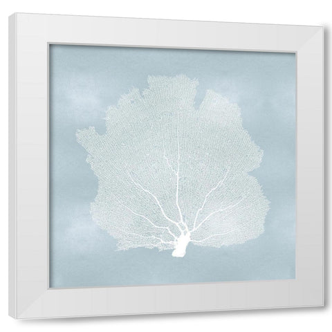 Sea Fan on Aqua I White Modern Wood Framed Art Print by Miller, Melonie