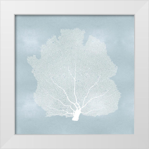 Sea Fan on Aqua I White Modern Wood Framed Art Print by Miller, Melonie
