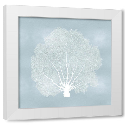 Sea Fan on Aqua II White Modern Wood Framed Art Print by Miller, Melonie