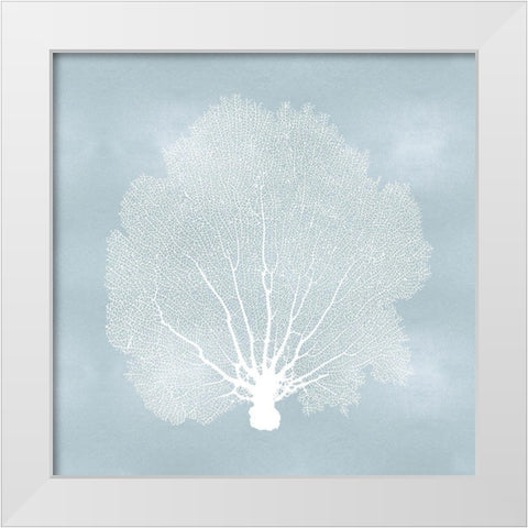 Sea Fan on Aqua II White Modern Wood Framed Art Print by Miller, Melonie