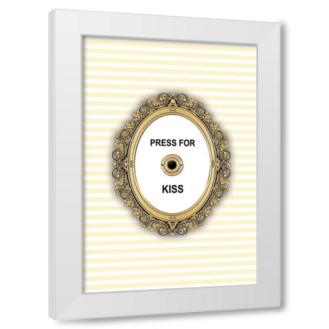 Kiss Button White Modern Wood Framed Art Print by Pavlova, Martina