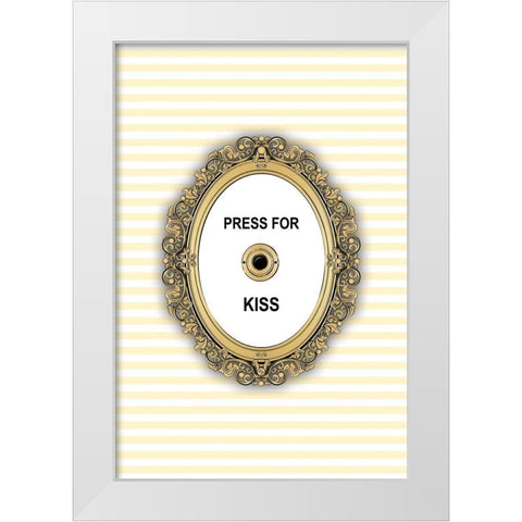 Kiss Button White Modern Wood Framed Art Print by Pavlova, Martina
