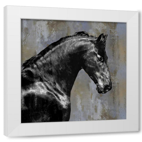 Black Stallion White Modern Wood Framed Art Print by Rose, Martin