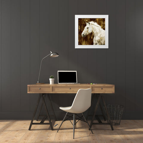 White Stallion White Modern Wood Framed Art Print by Rose, Martin