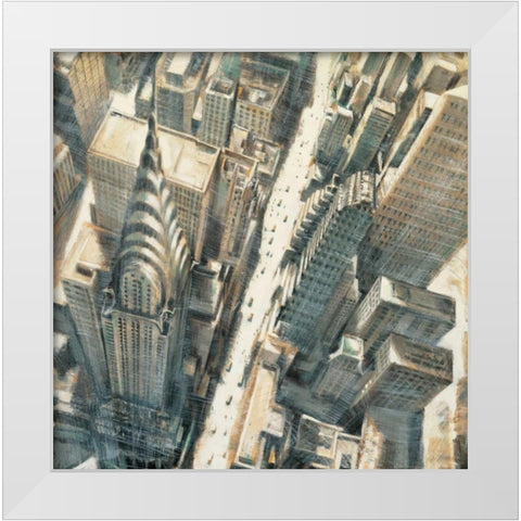 Aerial View of Chrysler Building White Modern Wood Framed Art Print by Daniels, Matthew
