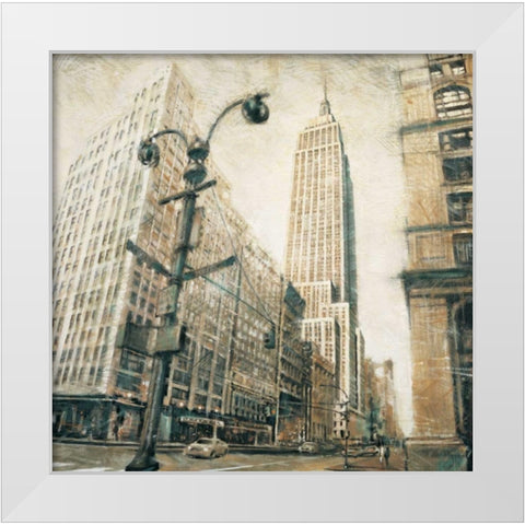 Empire State Building-Manhattan White Modern Wood Framed Art Print by Daniels, Matthew