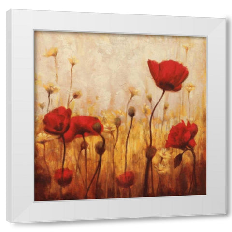 Poppies and Daisies II White Modern Wood Framed Art Print by Carter, Natalie