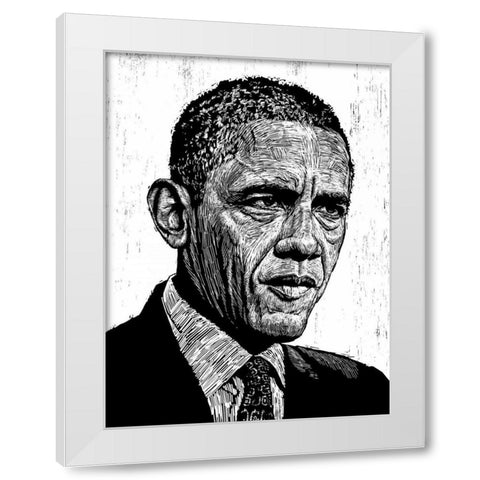 Obama White Modern Wood Framed Art Print by Shigley, Neil