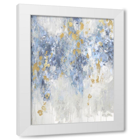 Cascade Blue with Gold White Modern Wood Framed Art Print by Robbins, Nikki