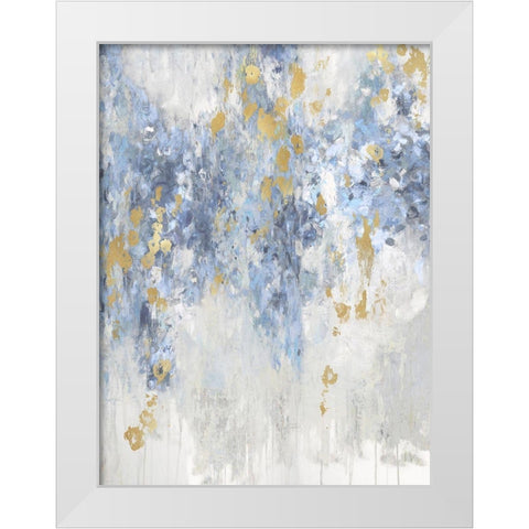 Cascade Blue with Gold White Modern Wood Framed Art Print by Robbins, Nikki