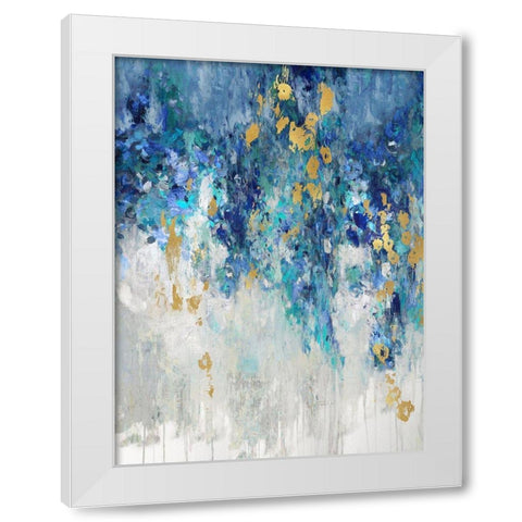 Cascading Blues I White Modern Wood Framed Art Print by Robbins, Nikki