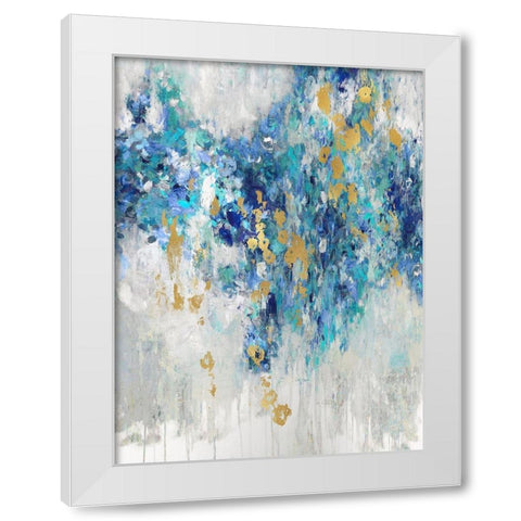 Cascading Blues III White Modern Wood Framed Art Print by Robbins, Nikki