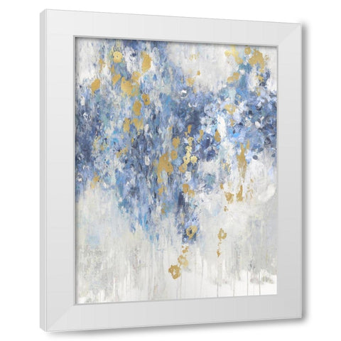 Cascade Indigo with Gold  White Modern Wood Framed Art Print by Robbins, Nikki