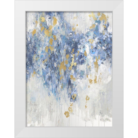 Cascade Indigo with Gold  White Modern Wood Framed Art Print by Robbins, Nikki