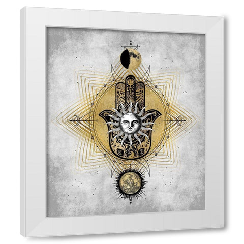 Hamsa Hand with Sun White Modern Wood Framed Art Print by Jeffries, Oliver