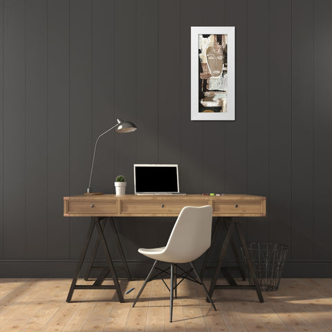 Ethnic Panel I White Modern Wood Framed Art Print by Carney, Patrick