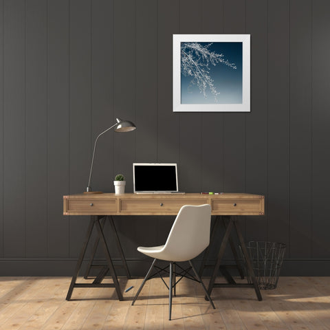 Tree Silhouette I White on Light Blue White Modern Wood Framed Art Print by Pollard, David