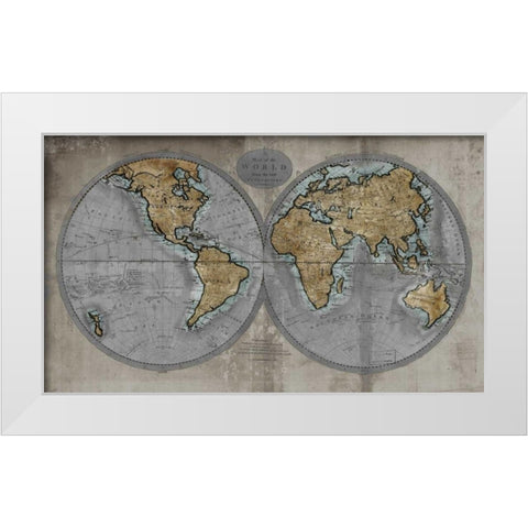 Map of the World White Modern Wood Framed Art Print by Brennan, Russell