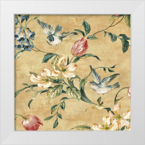 Birdland II White Modern Wood Framed Art Print by Campbell, Renee