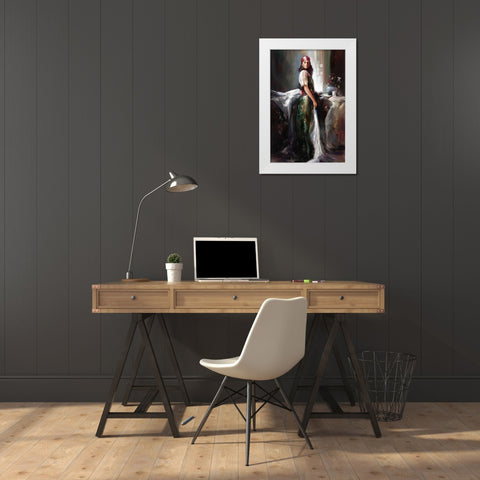 Girl By The Window White Modern Wood Framed Art Print by Di Scenza, Ron