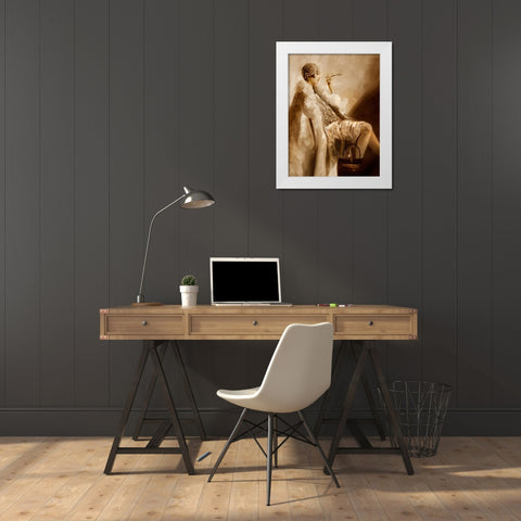 Flapper White Modern Wood Framed Art Print by Di Scenza, Ron