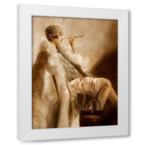 Flapper White Modern Wood Framed Art Print by Di Scenza, Ron
