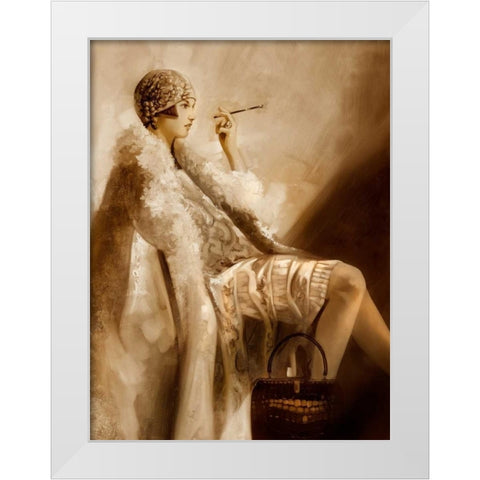 Flapper White Modern Wood Framed Art Print by Di Scenza, Ron