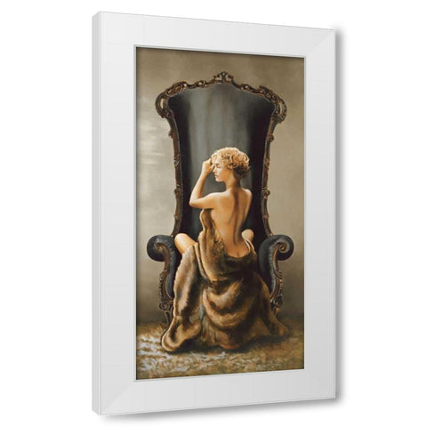 Seated Beauty White Modern Wood Framed Art Print by Di Scenza, Ron