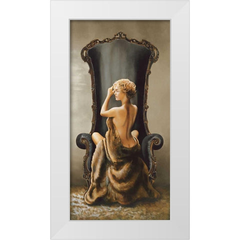 Seated Beauty White Modern Wood Framed Art Print by Di Scenza, Ron