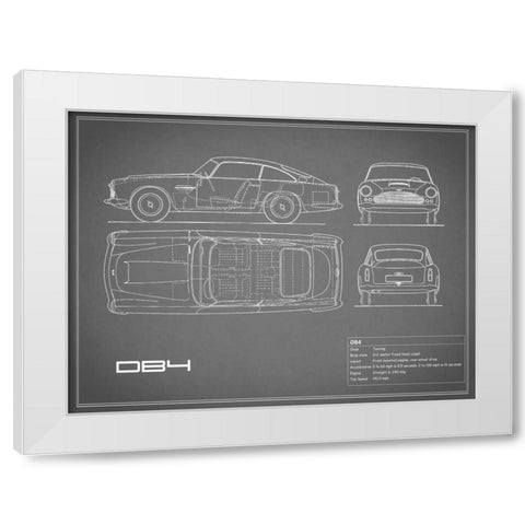 Aston DB4 -Grey White Modern Wood Framed Art Print by Rogan, Mark