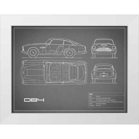 Aston DB4 -Grey White Modern Wood Framed Art Print by Rogan, Mark