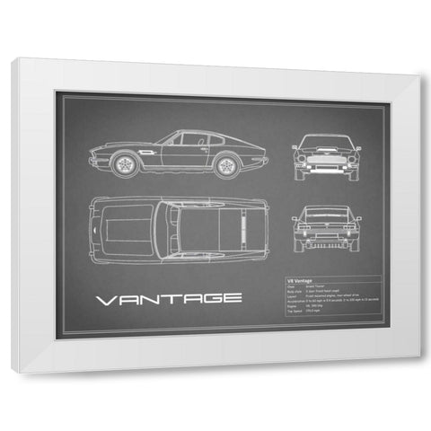 Aston V8 Vantage-Grey White Modern Wood Framed Art Print by Rogan, Mark