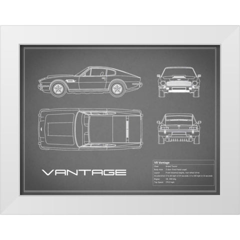 Aston V8 Vantage-Grey White Modern Wood Framed Art Print by Rogan, Mark