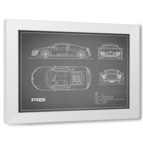 Audi R8 V10-Grey White Modern Wood Framed Art Print by Rogan, Mark