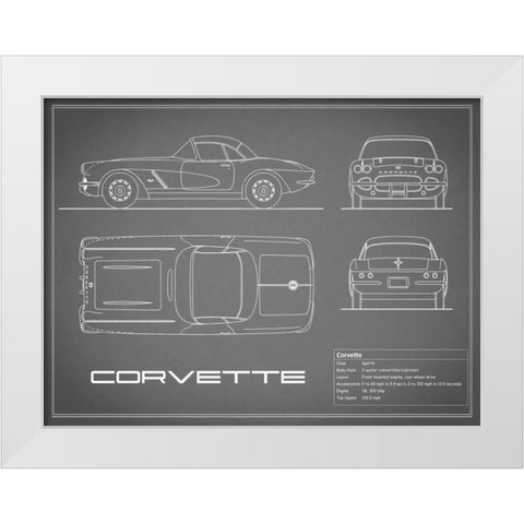 Corvette 33BHP-Grey White Modern Wood Framed Art Print by Rogan, Mark