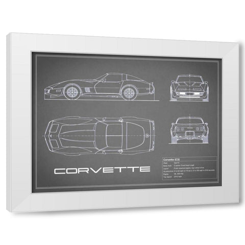 Corvette C3-Grey White Modern Wood Framed Art Print by Rogan, Mark