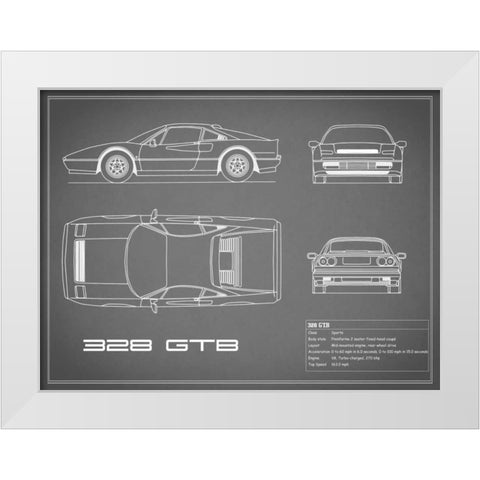 Ferrari 328-GTB-Grey White Modern Wood Framed Art Print by Rogan, Mark