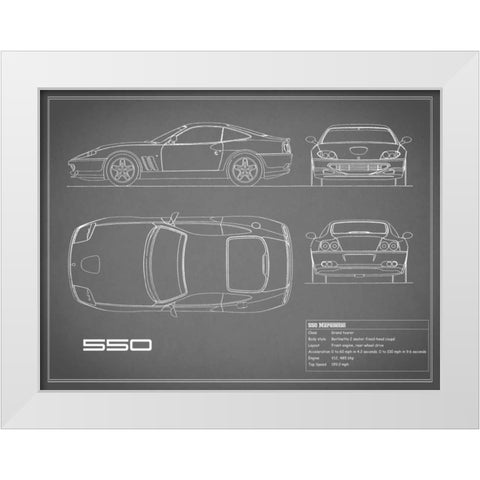 Ferrari 550-Grey White Modern Wood Framed Art Print by Rogan, Mark