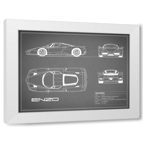 Ferrari Enzo-Grey White Modern Wood Framed Art Print by Rogan, Mark