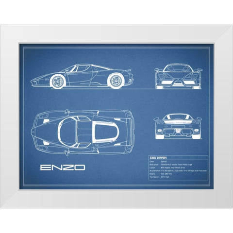 Ferrari Enzo-Blue White Modern Wood Framed Art Print by Rogan, Mark